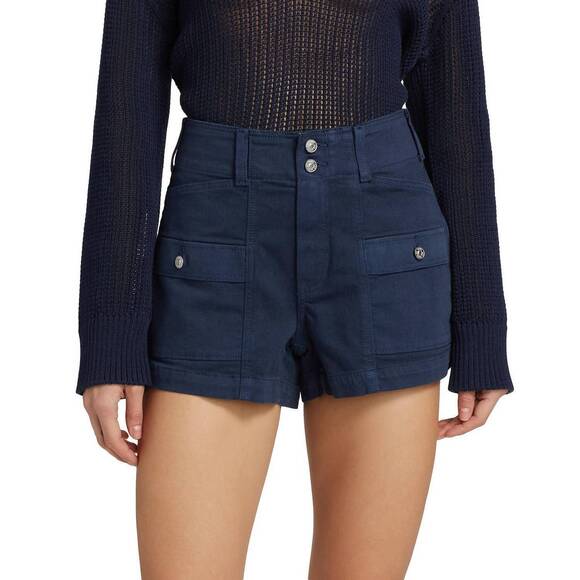 NEW PAIGE olivia cargo cutoff shorts in vintage navy escape
